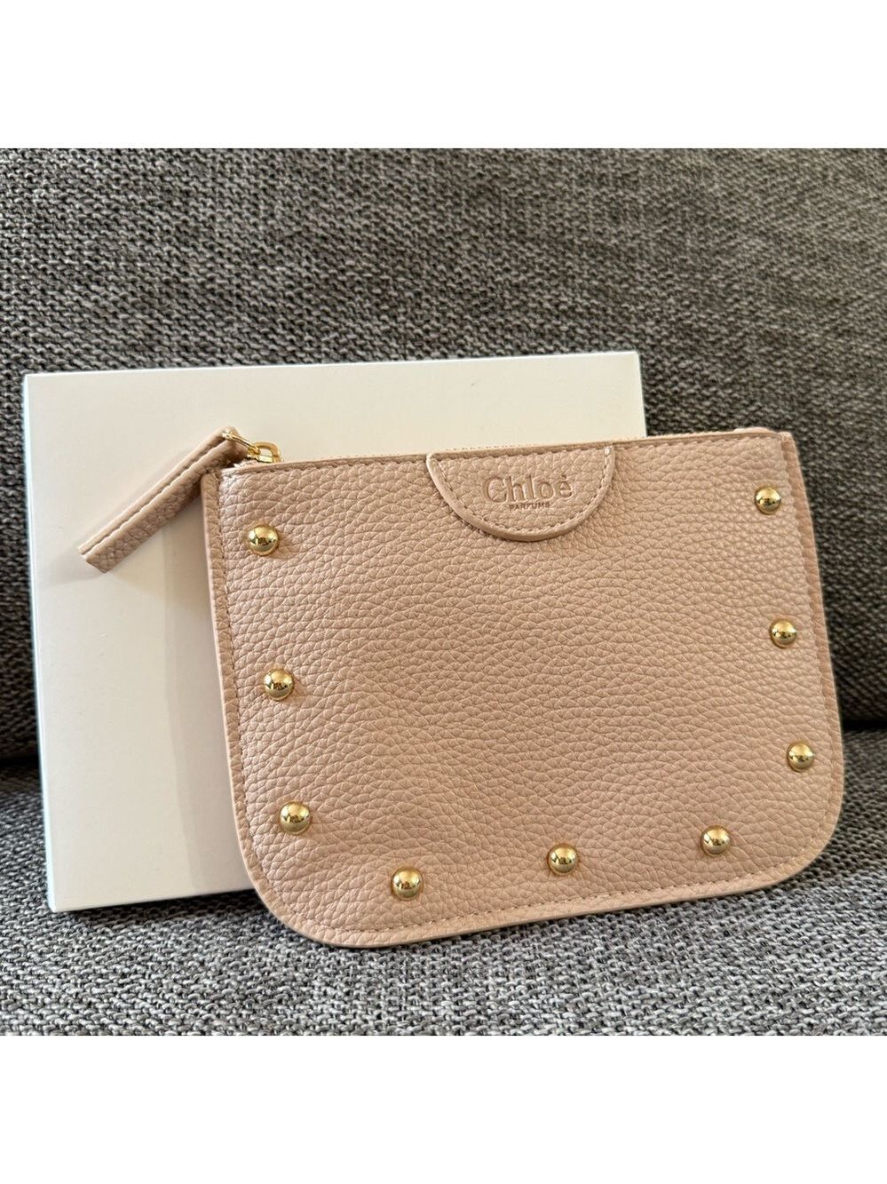 Chloe Parfume Flat Pouch Small Beige New Authentic